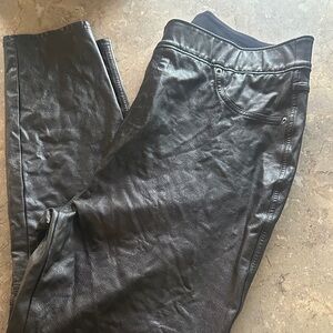 SPANX black womens faux leather jeans